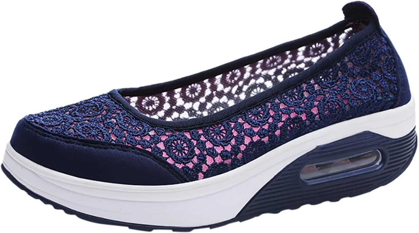 ZBYY Women Sneakers Comfort Slip On Wedges Shoes Breathable Platform Mesh Walking Shoes Nurse Shoes Mary Jane Shoes
