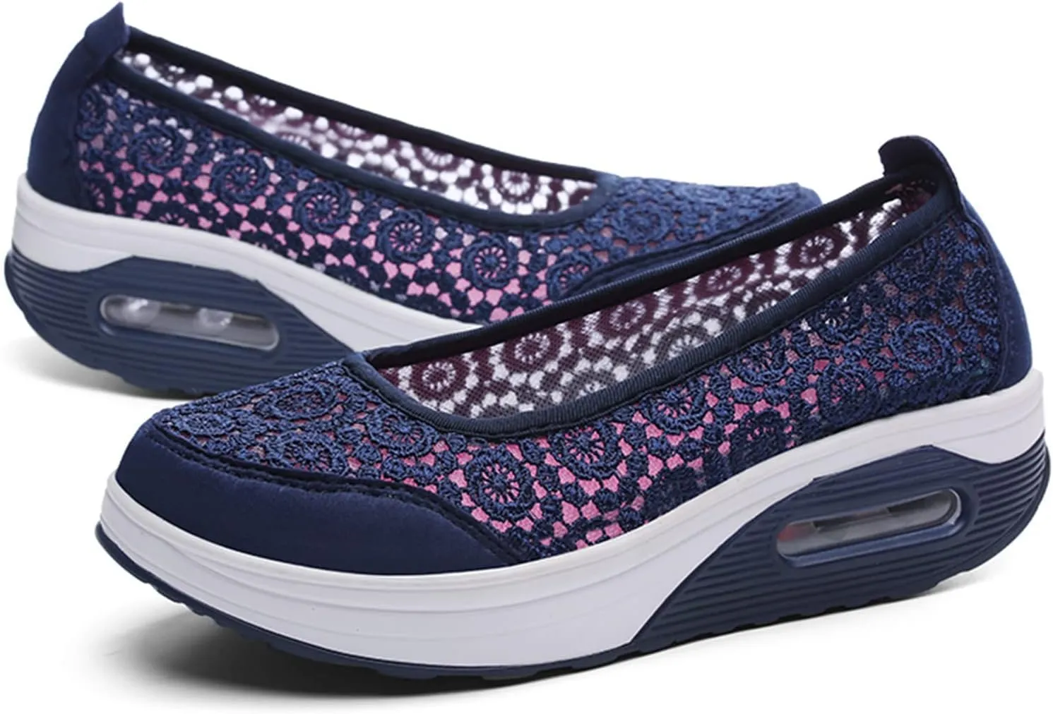 ZBYY Women Sneakers Comfort Slip On Wedges Shoes Breathable Platform Mesh Walking Shoes Nurse Shoes Mary Jane Shoes