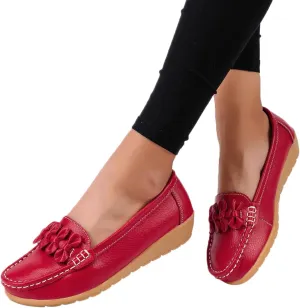 ZBYY Women's Casual Loafers Slip On Driving Loafers Comfortable Leather Outdoor Walking Flat Shoes Flat Boat Shoes