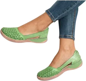 ZBYY Womens Cutout Sandals Summer Hollow Out Pumps Sandals Closed Toe Dress Wedge Sandals Breathable Walking Shoes