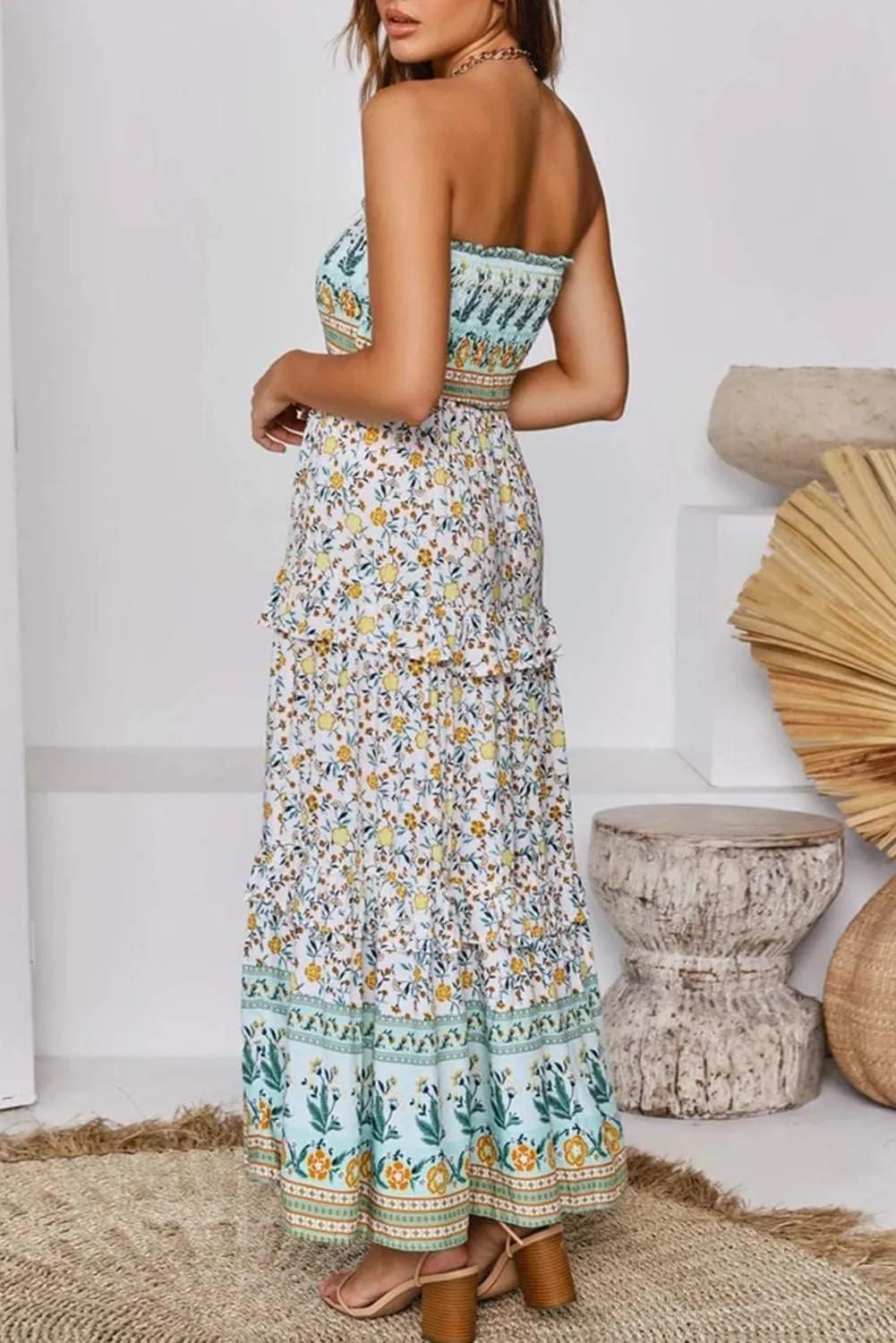 ZESICA Women's Summer Strapless Dress Off Shoulder Sleeveless High Waist Solid Color Beach Long Dresses