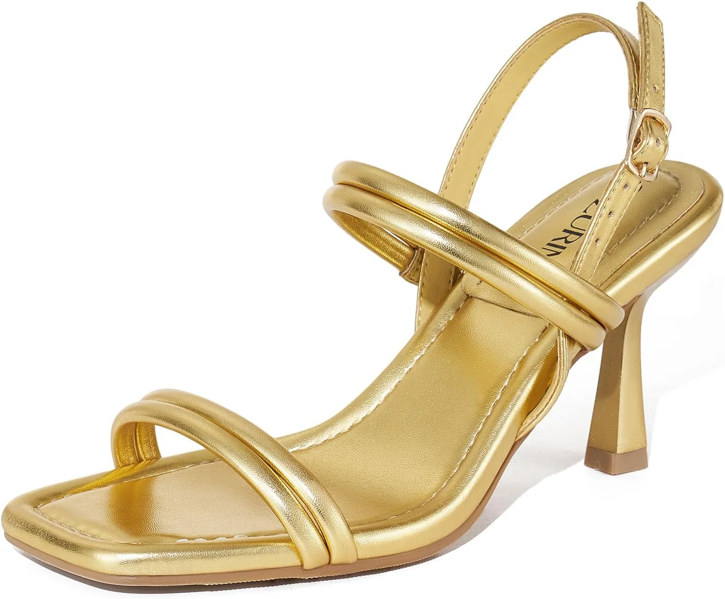 ZURIN Womens Strappy Sandals Kitten Heels Square Open Toe Heeled Sandals Ankle Strap Slingback High Heels Dress Party Evening Prom wedding Shoes